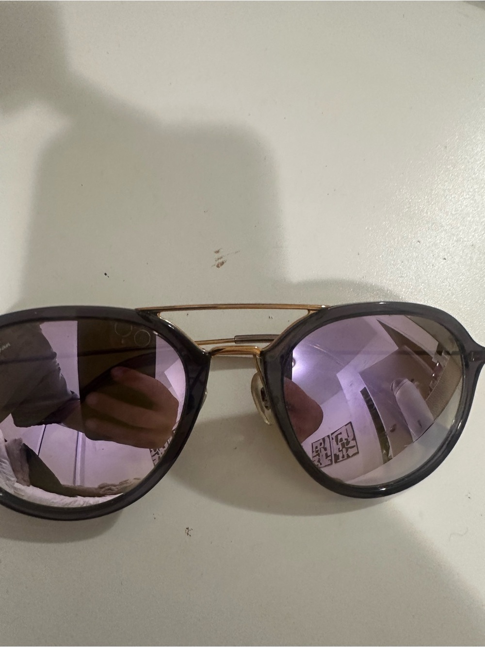 Ray-Ban Black Frame Sunglasses with Purple Mirrored Lenses - Picture 3 of 5